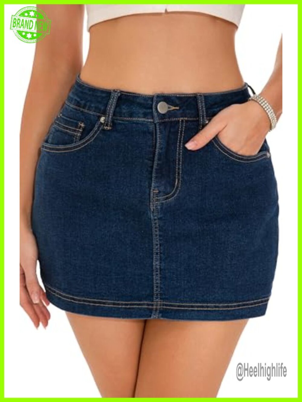 Stretchy Denim Skort High Waisted Y2K Bodycon Mini Jean Skirt
